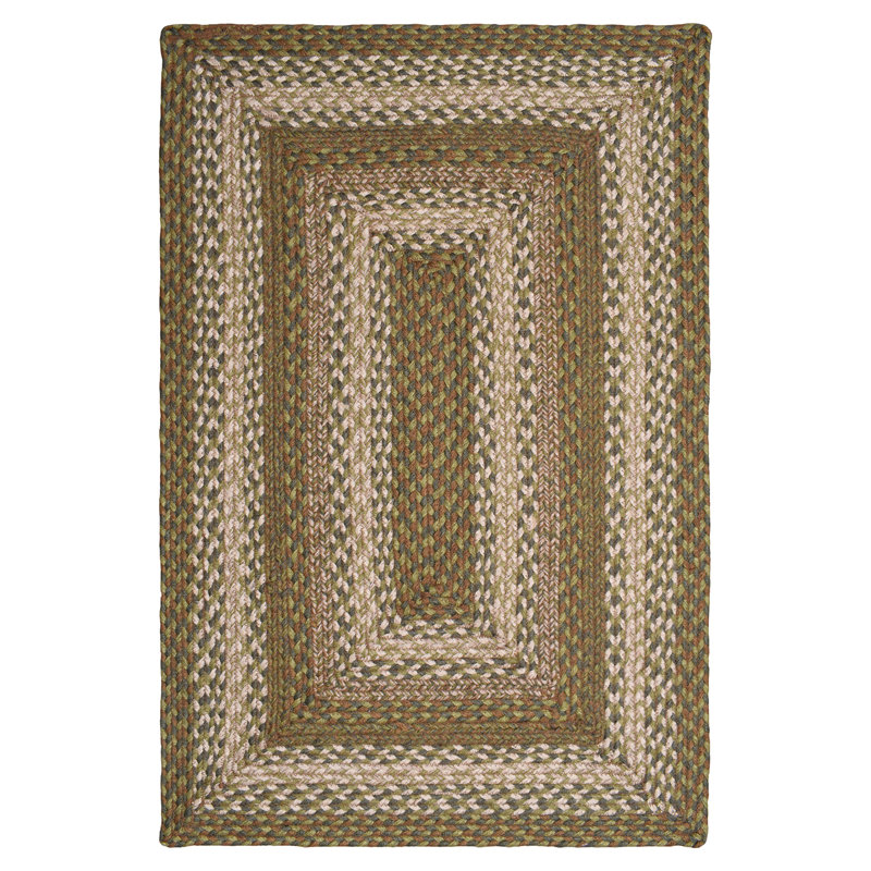 Bryiana Farmhouse Braided Jute Green Area Rug, Rectangle 1'8" x 2'6"