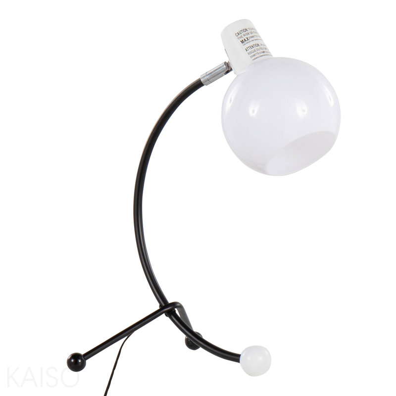 Lampe de travail contemporaine Eileen avec abat-jour en métal noir et plastique blanc, Noir