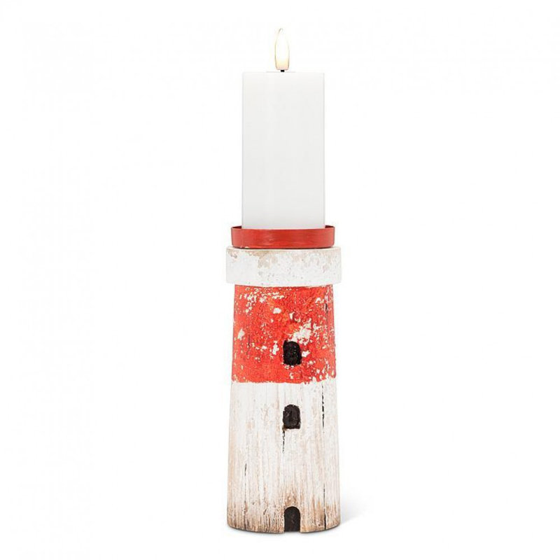 Porte-bougie rouge et blanc