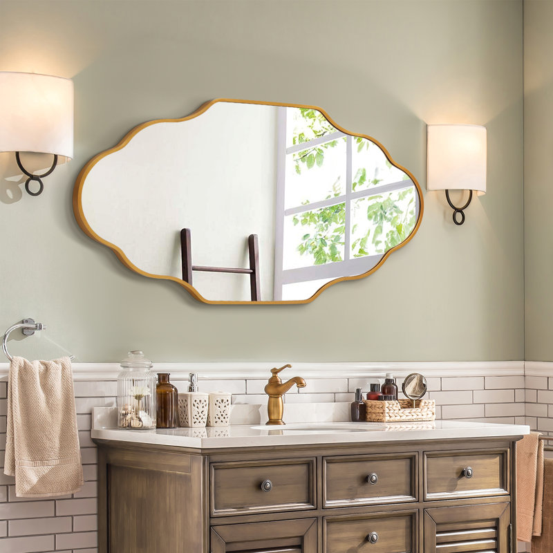 Miroir mural ovale, Doré, 46 po x 26 po