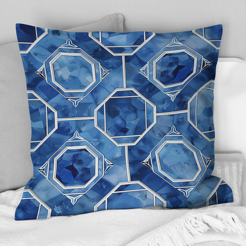 Coussin Blue Octagon Patten III - moderne, H 18 po x l 18 po