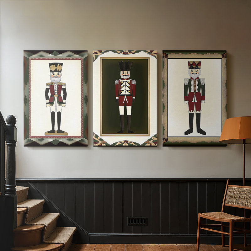 Christmas Holiday Art CXII - Toile tendue avec châssis sur mesure - 3 pièces, H 12 po x l 24 po