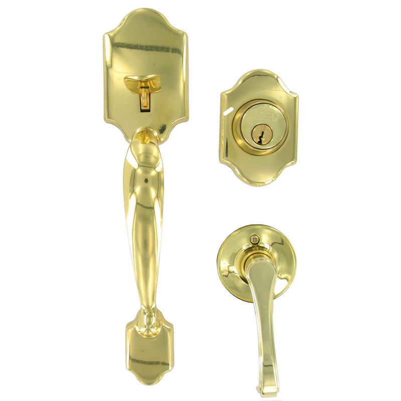 Dexter Single Cylinder Entrance Handleset, Antique Brass
