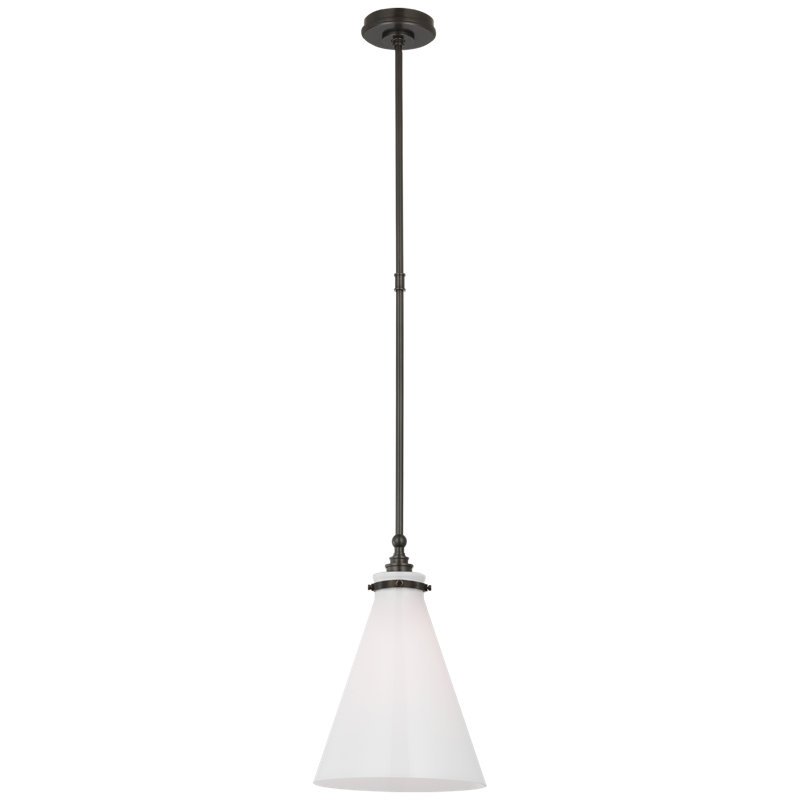 Parkington 1 - Light Pendant, Antique-Burnished Brass, White Glass, 15.5" H x 11" W x 11" D