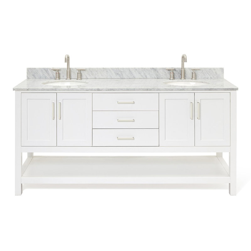 Magnolia Bath Vanity Rectangular Basin S073DCW2R, White, Rectangle ,  73"