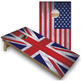 UK & USA Flag Cornhole Boards with Case & Lights
