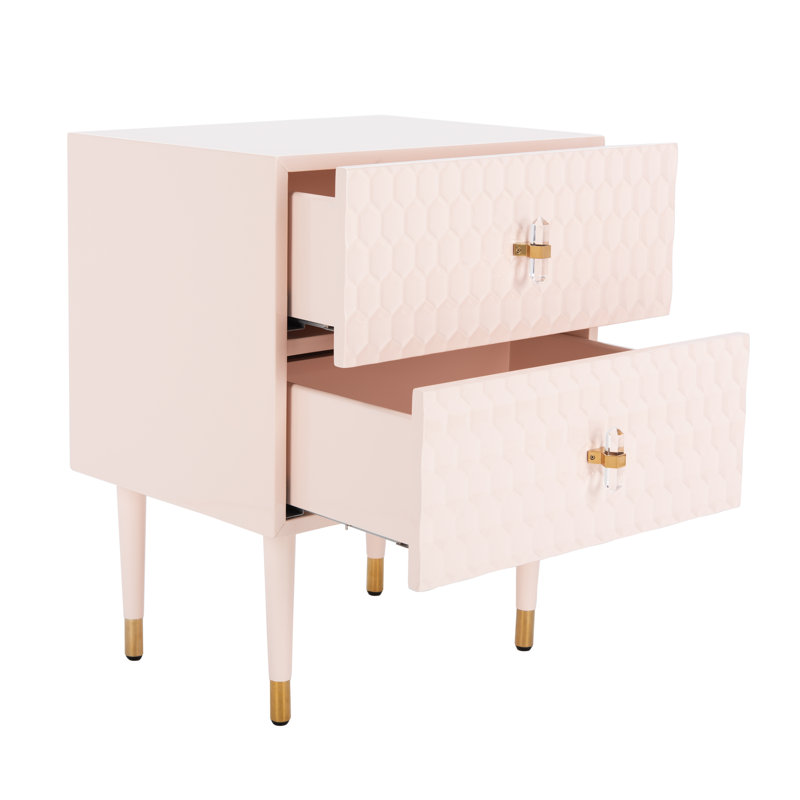 Getzin 2 - Drawer End Table, Light Pink 