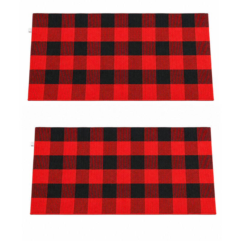 Tapis à carreaux noir / rouge 23 x 51 pouces 2 pièces