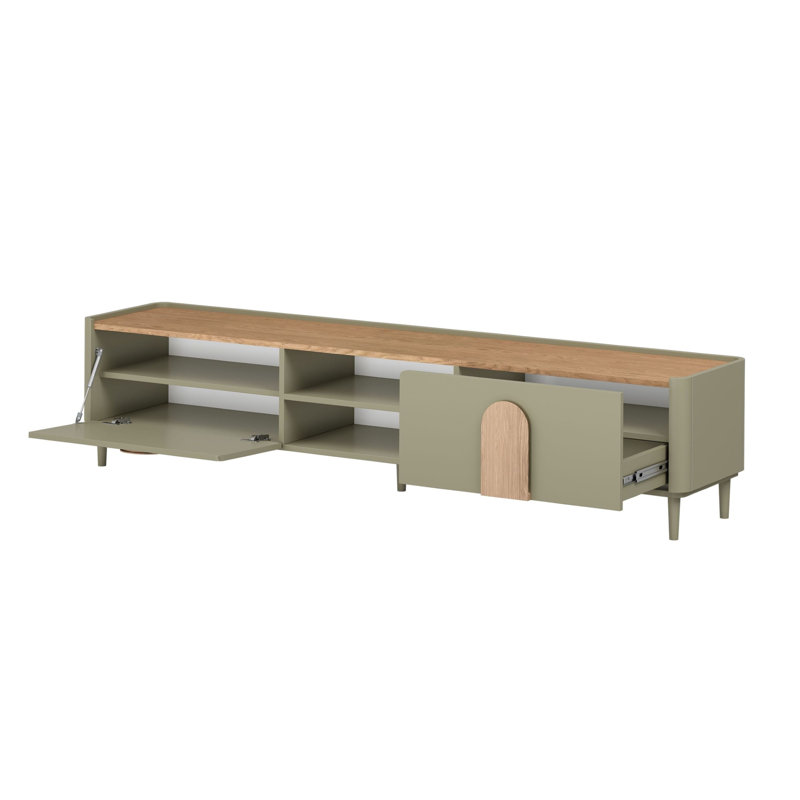 Sadeen Tv Stand With Legs, Green/Brown, 48 cm H x 220 cm H x 48 cm D
