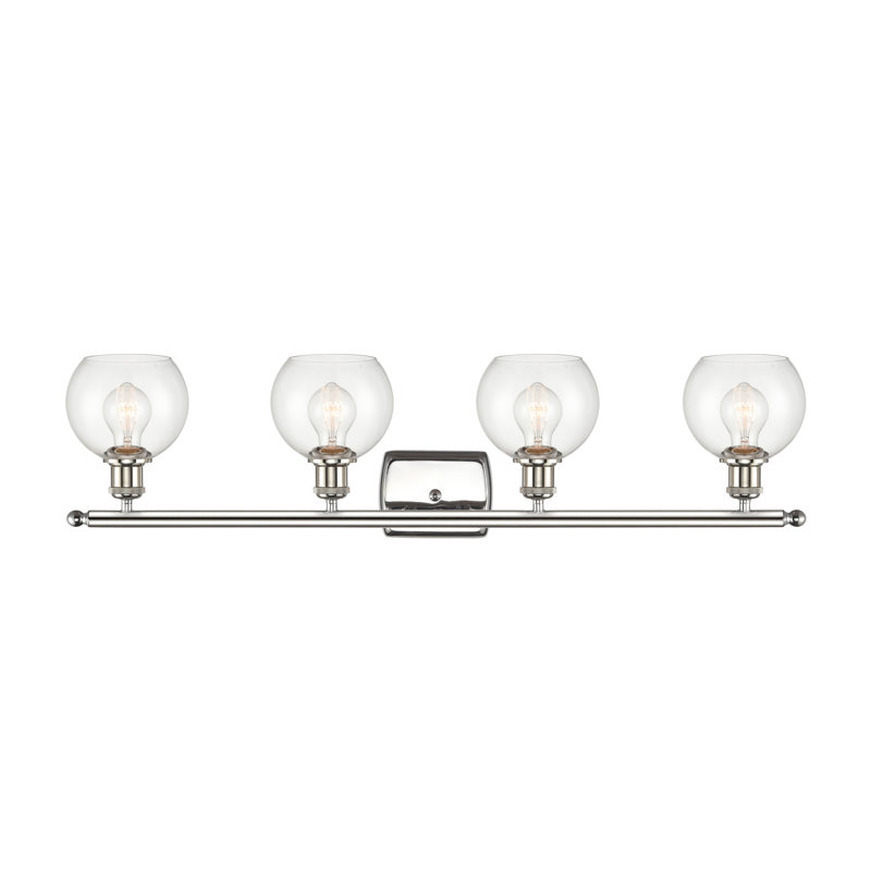 Éclairage pour salle de bain 4 lumières Cindi, Incandescente, Transparent, Nickel poli
