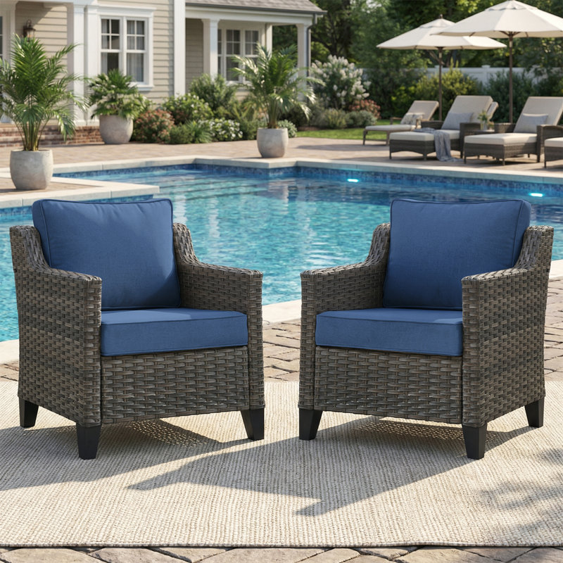 Chaises longues avec coussins Arlene, Bleu