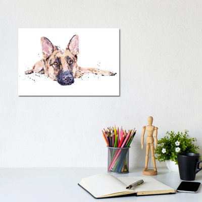 " German Shepherd II " by EdsWatercolours Painting Print