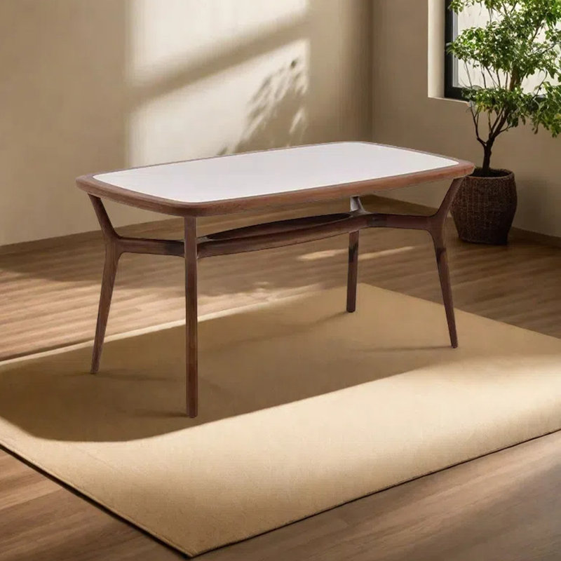 Light luxury rectangular dining table, 29.92"H x 55.12"L x 31.50"W, White