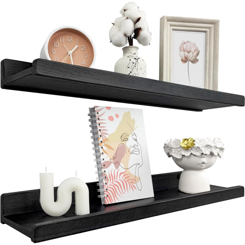 Bovian Floating Shelf, 60.90" H x 13.60" W x 5.60" D, Black