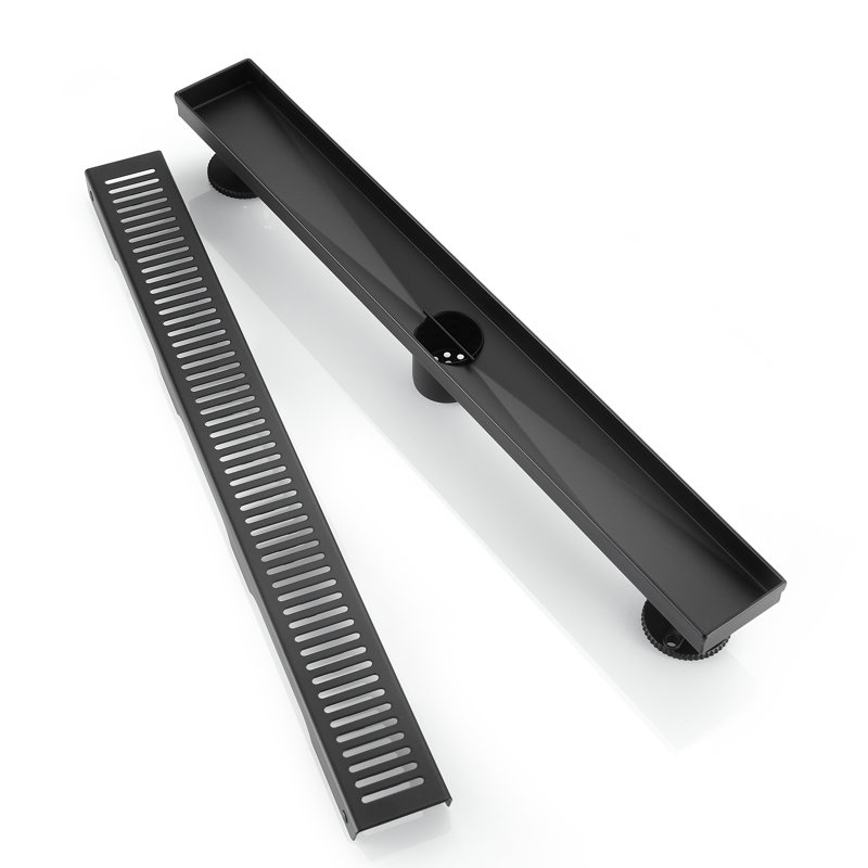 Drain de plancher de douche rectangulaire en acier inoxydable BOann 304 (24 po), Noir