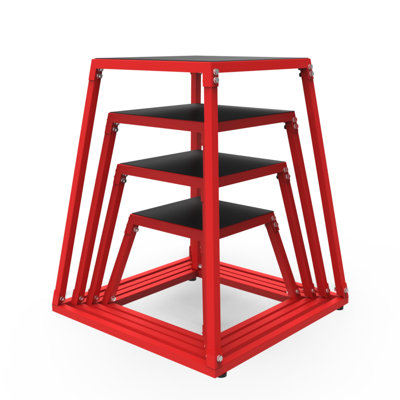 12+18+24+30 set Box Jump Platform, Heavy Duty Steel Plyometric Jumping Box, Anti-Slip Stackable Workout Box for Home Gym Training