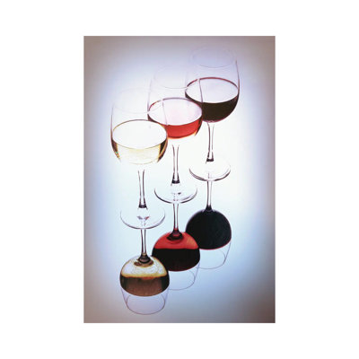 Three Glasses Of Wine, White, Rose And Red by George Oze - Wrapped Canvas Print