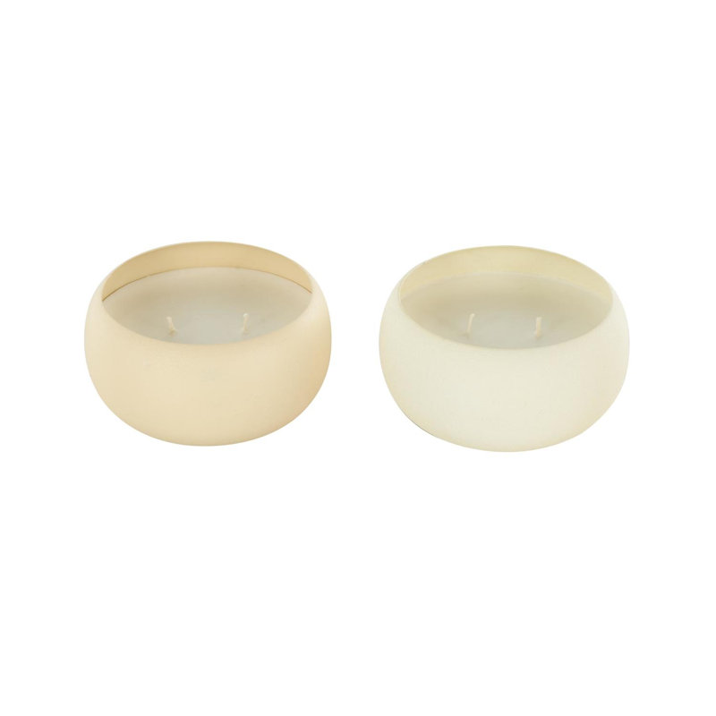 Bougie en métal à texture mèche 11 oz 2 oz avec cire blanche Ebern Designs