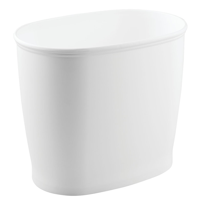Corbeille à papier ovale en plastique sans BPA iDesign Kent - 12 po x 8 po x 10 po, blanc