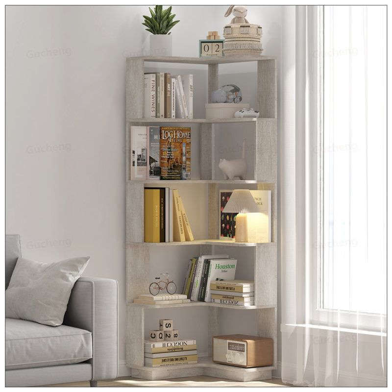 6 Tier Freestanding L-Shaped Corner Bookshelf With Anti-Drop Panels And Anti-Tipping Device, Perfect For Home And Office Organization