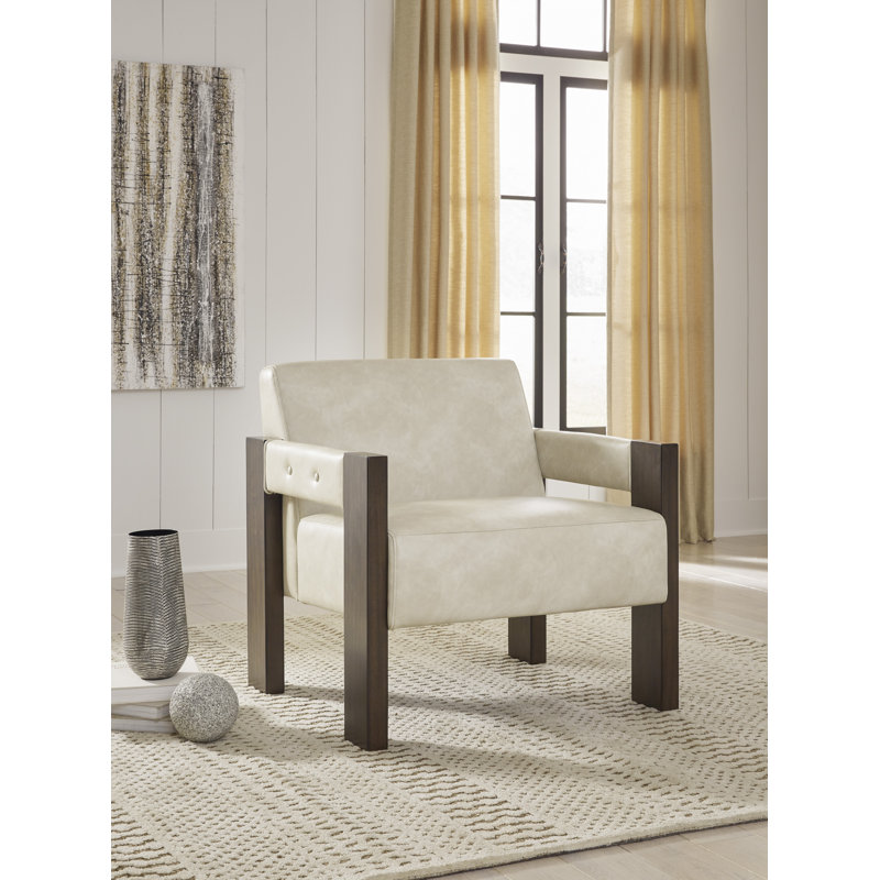 Chaise d'appoint Pavanvir, Brun / similicuir ivoire