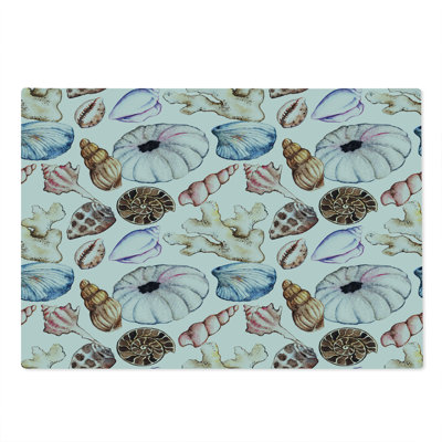 Ambesonne Colorful Cutting Board Large Size Seashell Coral Reef Multicolor