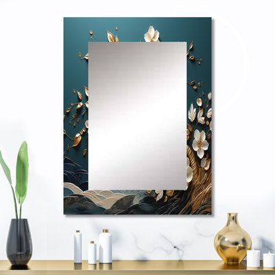Miroir mural décoratif blanc et doré