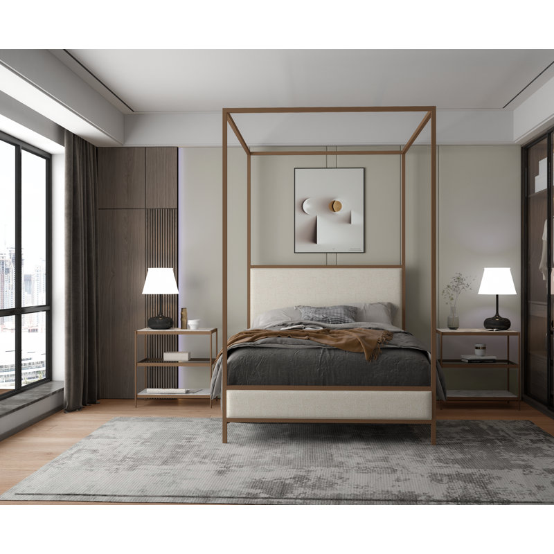 340 Modern Classic Canopy Bed | Complete Canopy, Bronze, Queen