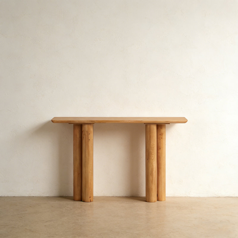 Console Retro Minimalist Art, H 33,46 po x l 47,24 po x P 14,96 po, Bois naturel