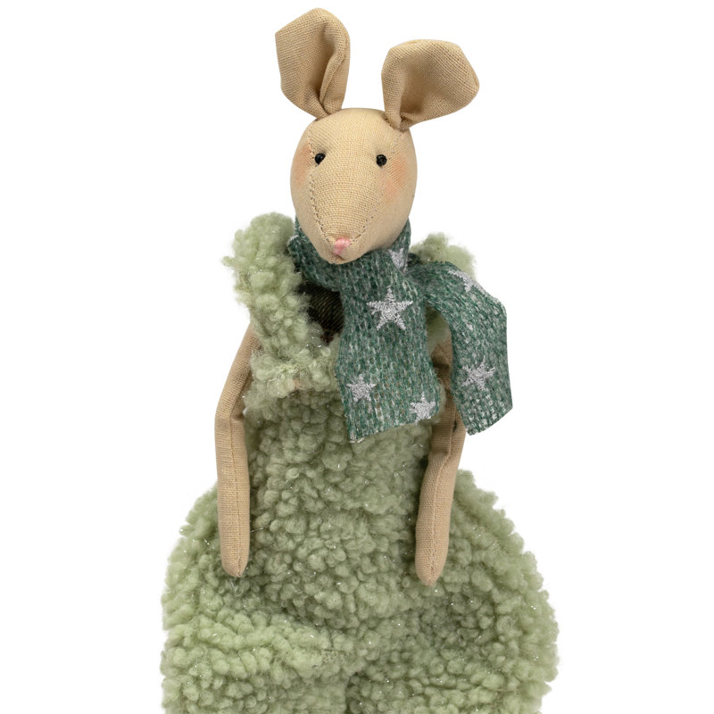 Figurine de Noël de garçon assis en salopette avec des jambes pendantes - 18 po