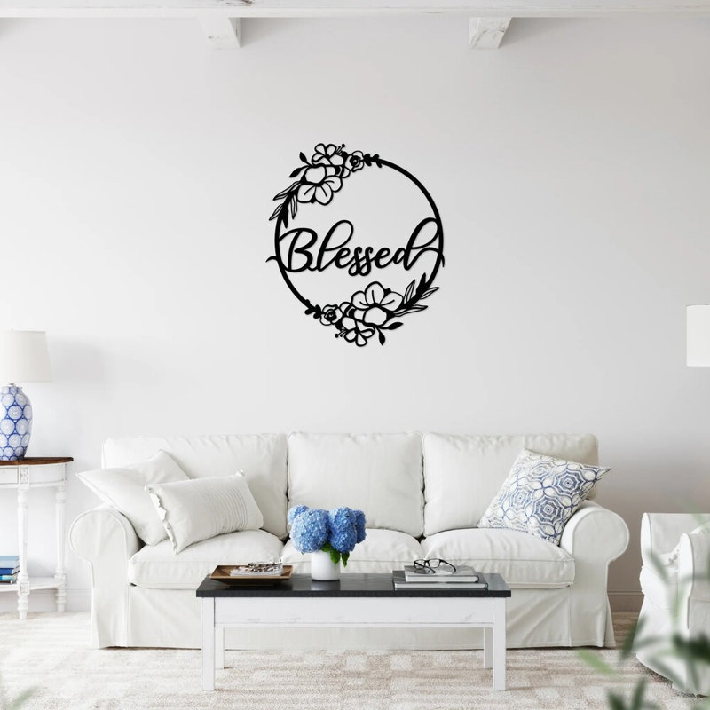 Art mural en métal Blessed, Argent