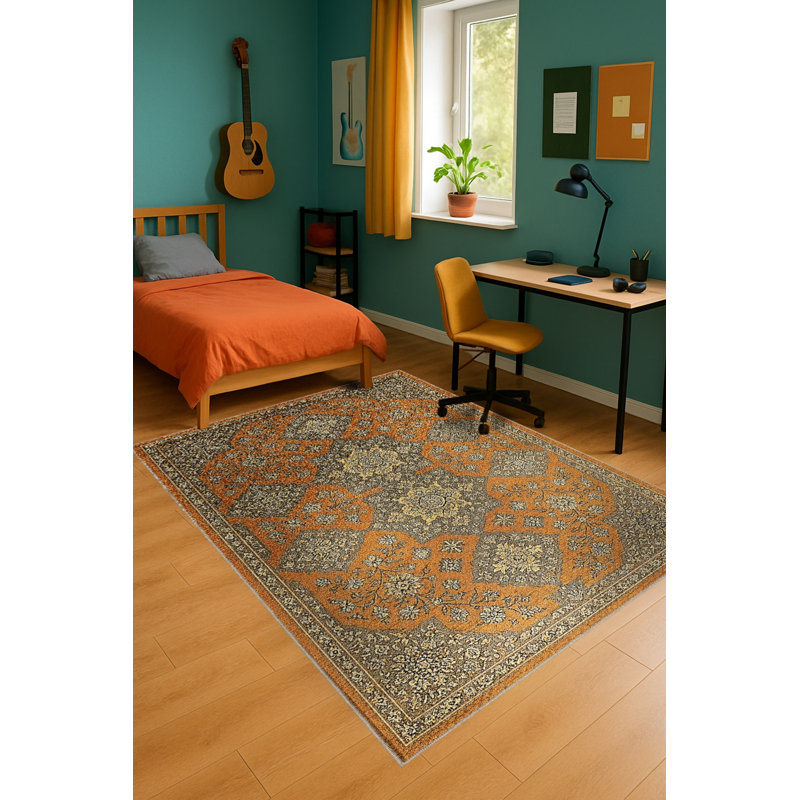 Tapis beige tissé traditionnel Mosso, 3'11" x 5'11"