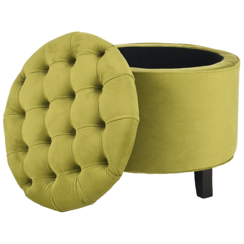 Repose-pieds de rangement rond en velours Hemi de 20,8 po Hemi, Velours asperge