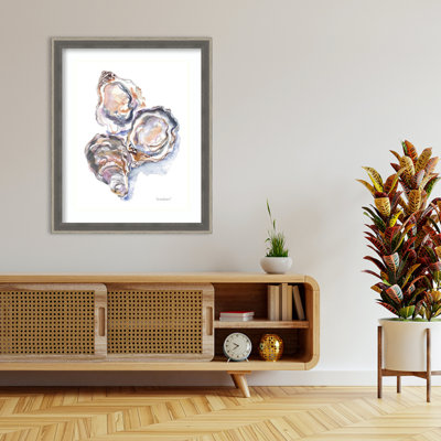 3 Oysters by Patricia Shaw Wood Framed Wall Art Print
