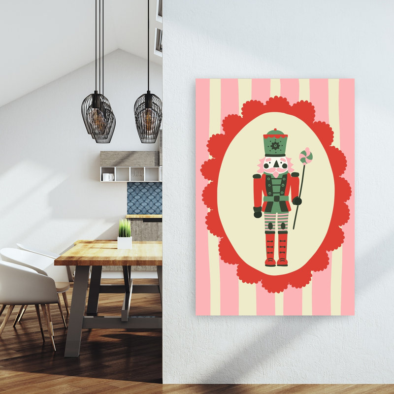 Whimsical Nutcracker Soldier Classic Traditional Whimsical Winter Wall Art Print by Annick - Wrapped Canvas Print