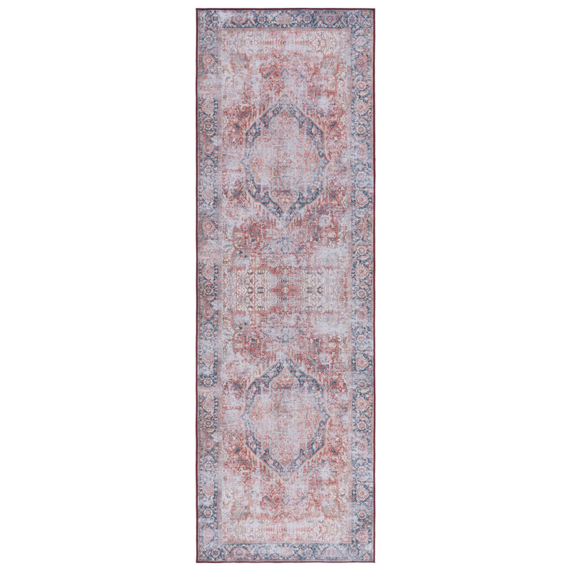 Ziebarth 177 M/W S/R Area Rug In Rust / Navy, Runner 2'6" x 8'
