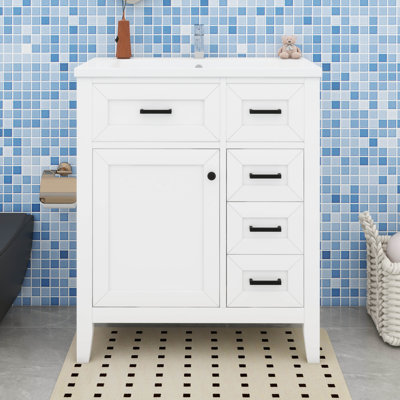Meuble-lavabo moderne 30 po avec 3 tiroirs et porte
