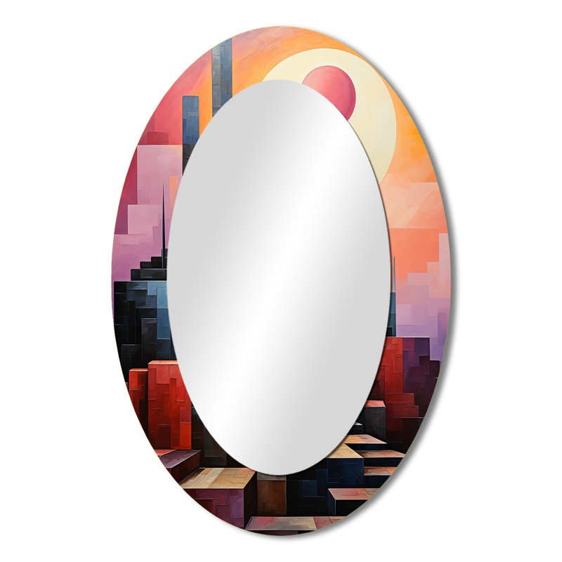 Monuments Unveile Sunsets I - Miroir mural moderne multicolore, H 36 po x l 24 po