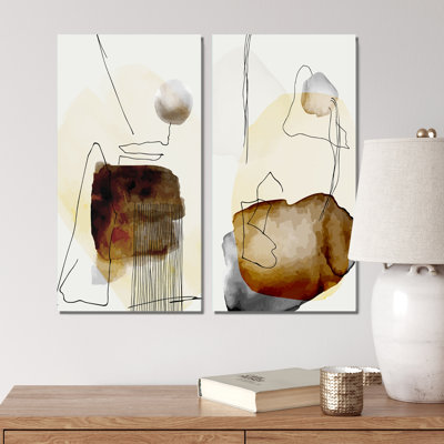 Trendy Abstracts With Colorful Shapes VII - 2 Piece Painting Set on Canvas