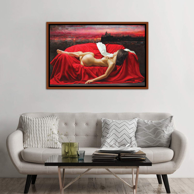 «Red Sky» - impression, H 40 po x l 60 po x 1,5 po, Toile avec cadre en bois classique