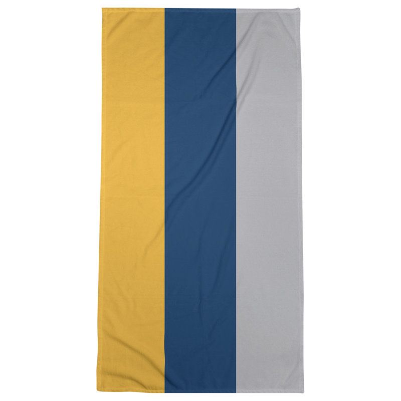 Cotton Blend Lightweight Beach Towel, Gold/Navy Blue/Cool Gray
