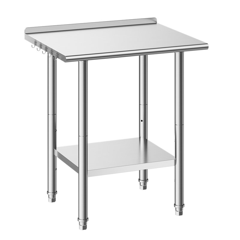 Table de travail en acier inoxydable, table de préparation des aliments de 24 x 30 pouces avec dosseret, poste de travail de cuisine commerciale avec tablette inférieure réglable, table de travail en métal robuste pour l'extérieur de la maison de restaurant