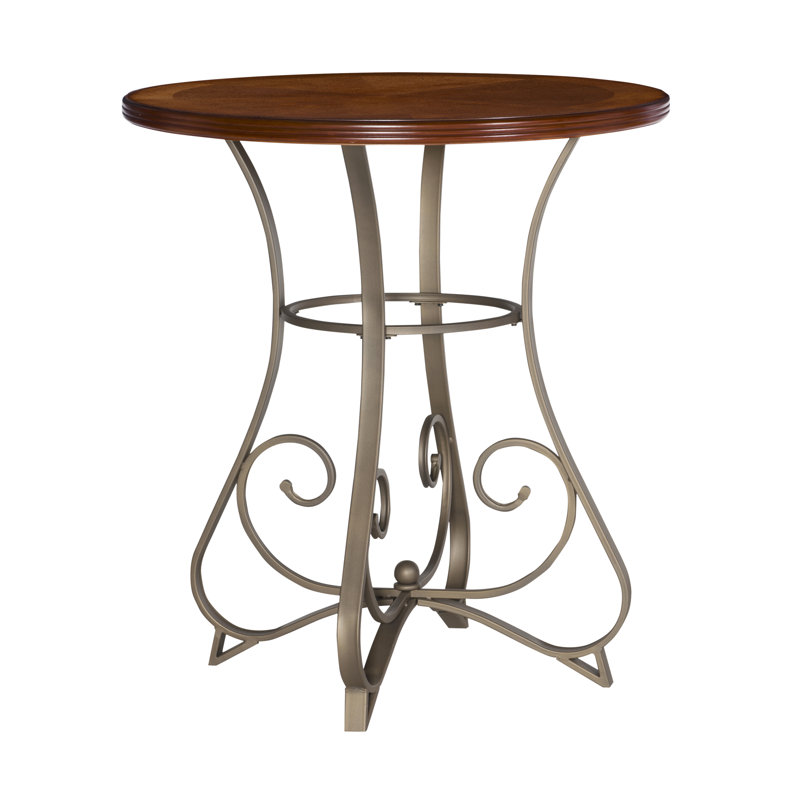 Hamilton 36" Round Cherry & Pewter Metal Pub Table