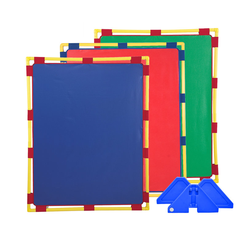 Panneaux de jeu rectangulaires - 3 - transparents, H 47,5 po x l 178,5 po x P 1,25 po, Bleu / Brun / Vert