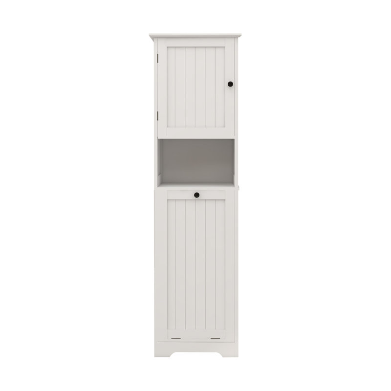 Armoire de trieur de linge inclinable à un compartiment et une porte - Blanc