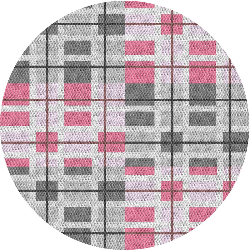 Tapis rose/vert à motifs, Rond 5 pi