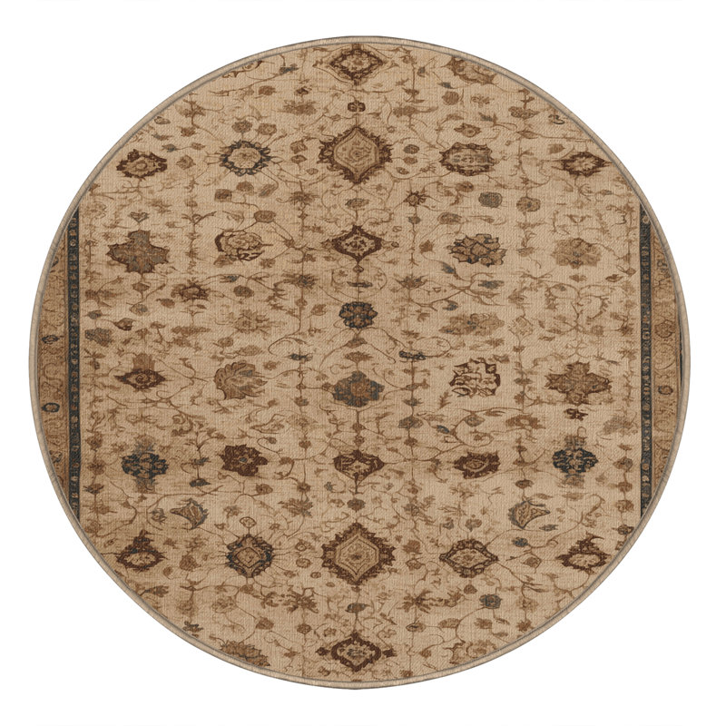 Machine Washable Persian Brown Area Rug, Round 6'