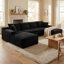Canapé modulaire en velours côtelé avec 2 coussins d'appoint-129848657-129845827