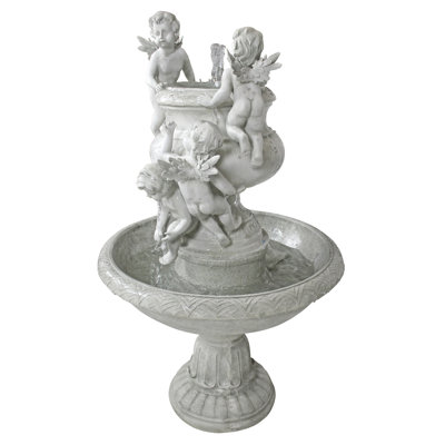 Fontaine sculptée en résine chérubins jouant