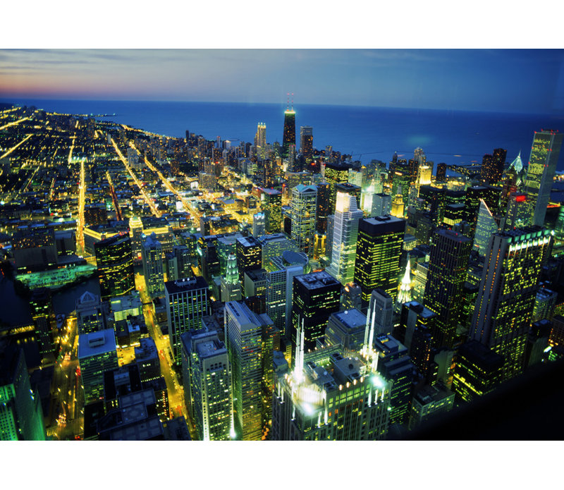Vue de Chicago la nuit, H 33 po x l 48 po